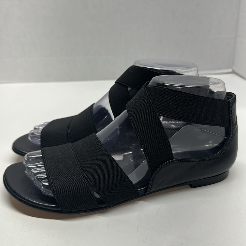 Stuart Weitzman Sandals Gladiator Shoes Strappy Elastic Leather Black Size 6